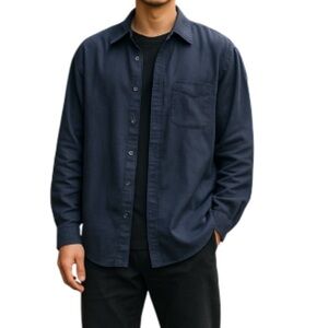 VINTAGE 90s Retreat Men’s Navy Blue Chamois  Microfibre Boxy Shirt Size M 15.5